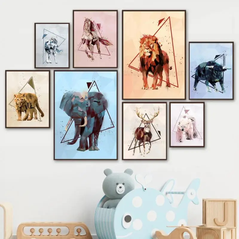 Nordic Luxury Wall Art Geometric Metal Frame Animals Elephant Lion Wolf Bear Deer Decorative Posters and Prints Canvas Painting
Nordic Luxury Wall Art Geometric Metal Frame Animals Elephant Lion Wolf Bear Deer Decorative Posters and Prints Canvas Painting