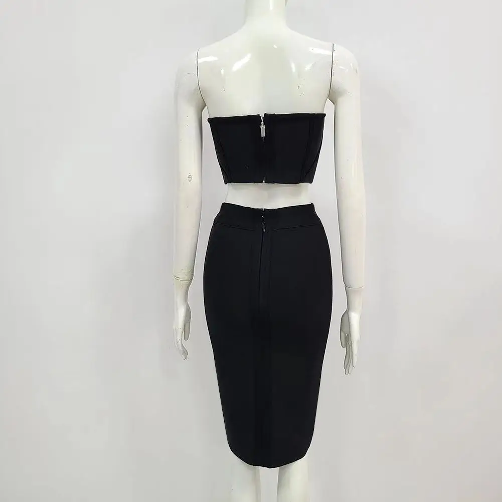 Sale Women Summer Clothing Set 2021 Sexy Black Strapless Two Pieces Bandage Set Party High Street Celebrity Top Skirts
Sale Women Summer Clothing Set 2021 Sexy Black Strapless Two Pieces Bandage Set Party High Street Celebrity Top Skirts