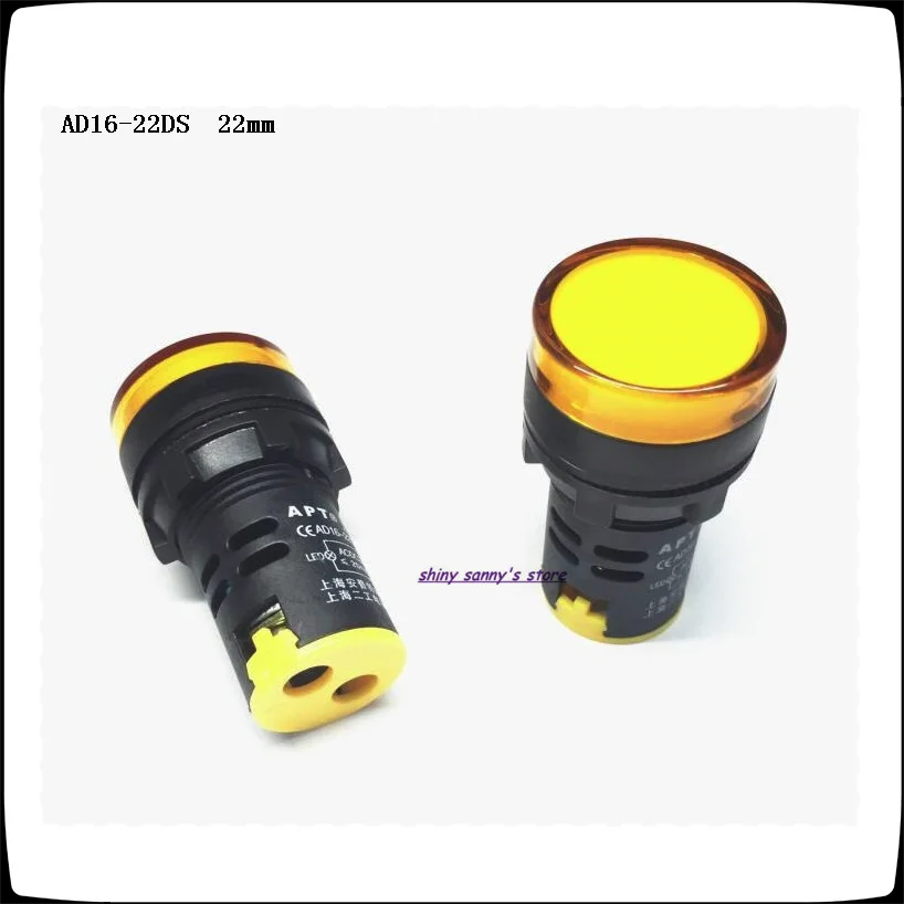 

10-20 Pcs/Lot AD16-22D/S 22mm Yellow AC/DC 12V,24V,36V,110V, AC220V LED Power Indicator Signal Light Pilot Lamp