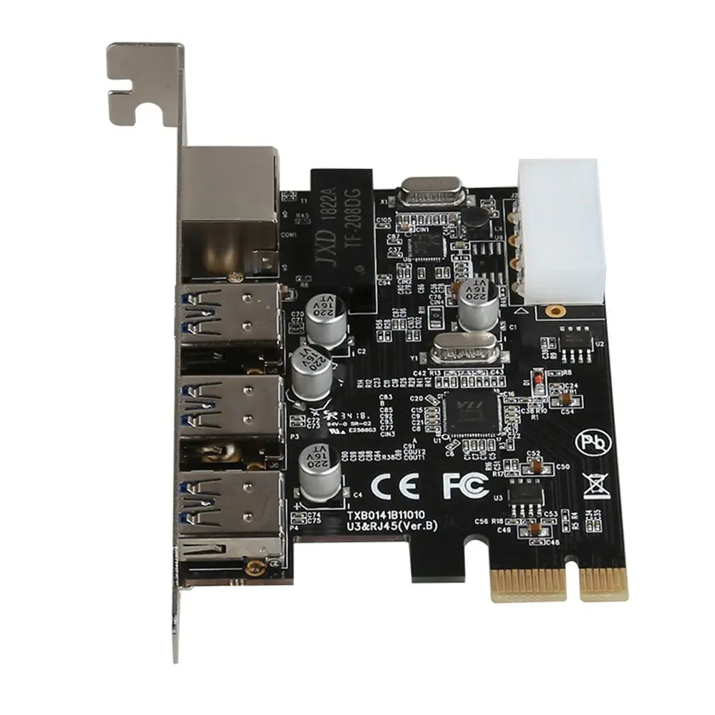8153 Chipset RJ45 LAN PCI Express Network Card Adapter Card 10/100 / 1000Mbps PCIE To 3 Port USB 3.0 Gigabit Ethernet Hub
8153 Chipset RJ45 LAN PCI Express Network Card Adapter Card 10/100 / 1000Mbps PCIE To 3 Port USB 3.0 Gigabit Ethernet Hub