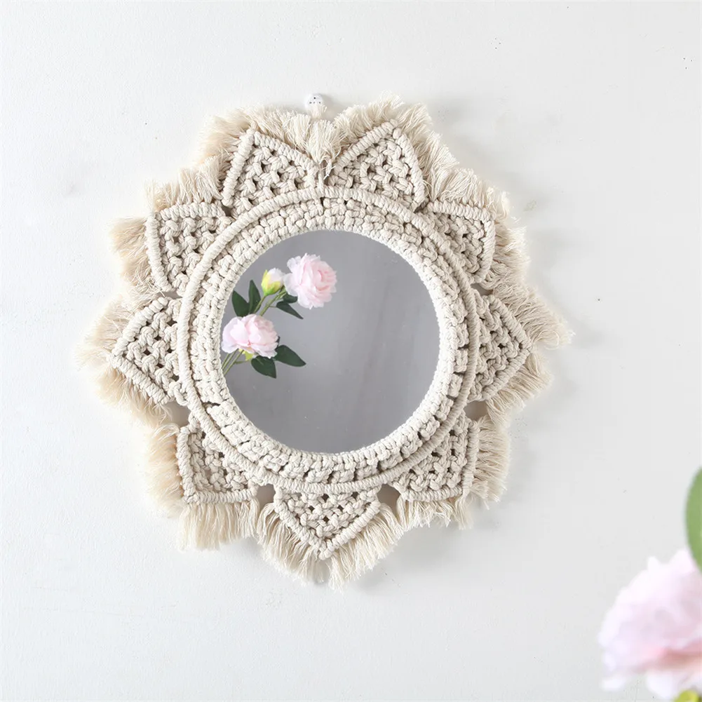 Hanging Wall Mirror with Fringe Round Boho Wall Mirror Art Ornament for Apartment Living Room Bedroom Baby Nursery Dorm Entryway
Hanging Wall Mirror with Fringe Round Boho Wall Mirror Art Ornament for Apartment Living Room Bedroom Baby Nursery Dorm Entryway