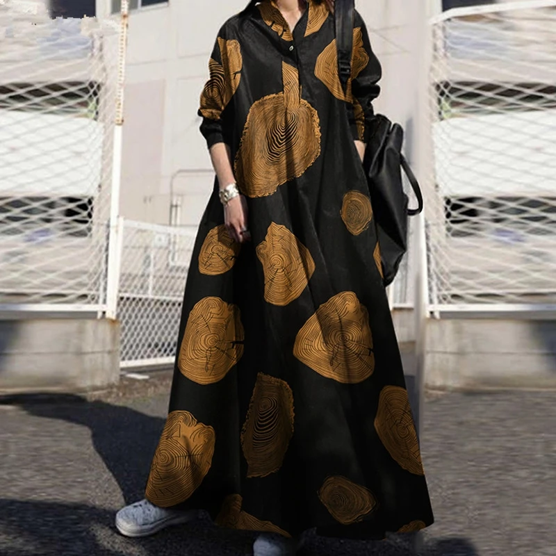 Lugentolo Plus Size Retro Long Dress Women Loose Print Lapel Long Sleeves Spring Fall Fashion Casual Maxi Dress
Lugentolo Plus Size Retro Long Dress Women Loose Print Lapel Long Sleeves Spring Fall Fashion Casual Maxi Dress