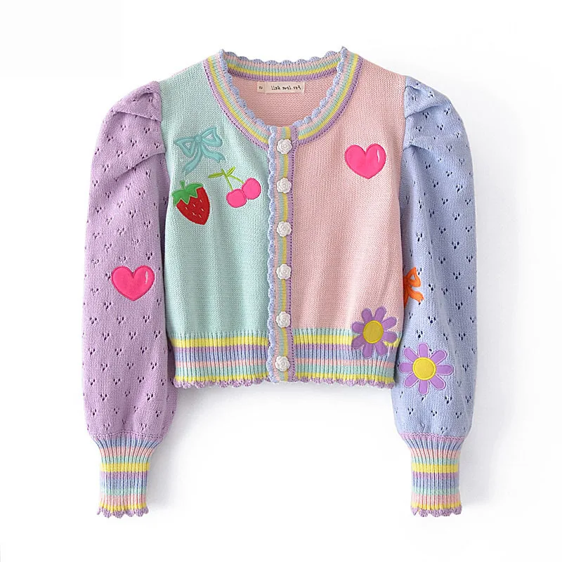 Women Vintage Jackets Cardigans Autumn Spring Womens Cherries Embroidery Sleeve V-Neck Cropped Knitting Coat Knitwear
Women Vintage Jackets Cardigans Autumn Spring Womens Cherries Embroidery Sleeve V-Neck Cropped Knitting Coat Knitwear