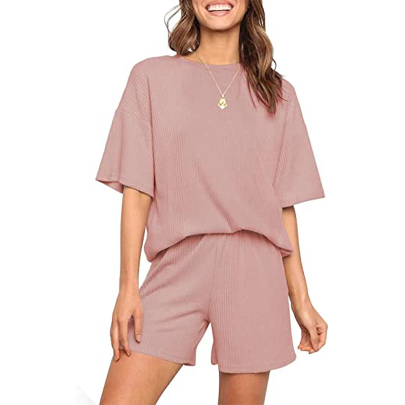 Women Short Pullover Top Shorts Homewear Sets Summer O-Neck Elastic Waist Ladies Sleepwear Loose Streetwear Solid Pajamas Sets
Women Short Pullover Top Shorts Homewear Sets Summer O-Neck Elastic Waist Ladies Sleepwear Loose Streetwear Solid Pajamas Sets