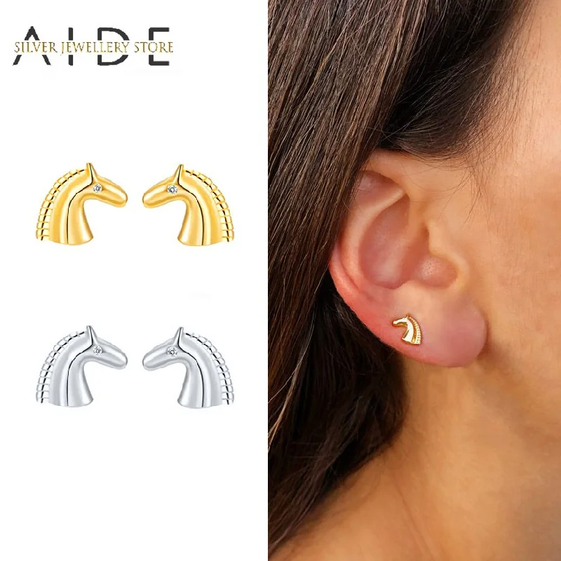 AIDE Personalized 925 Sterling Silver Stud Earrings For Women Punk Mini Glossy Horse Shape Piercing Earings Fine Jewelry brincos
AIDE Personalized 925 Sterling Silver Stud Earrings For Women Punk Mini Glossy Horse Shape Piercing Earings Fine Jewelry brincos