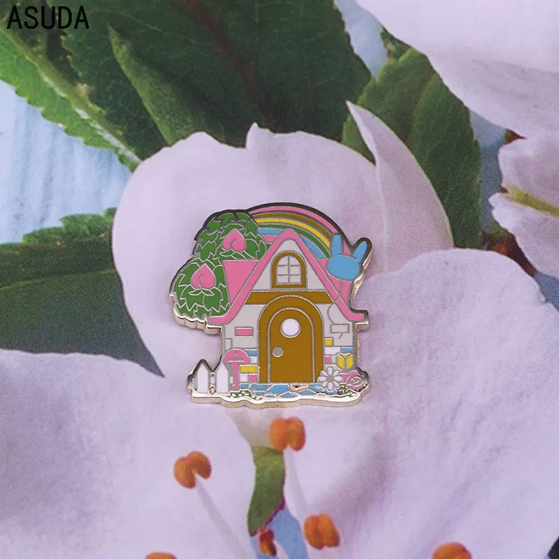 Rainbow House brooch and forest tower enamel pins Men women fashion jewelry gifts anime movie novel lapel badges
Rainbow House brooch and forest tower enamel pins Men women fashion jewelry gifts anime movie novel lapel badges
