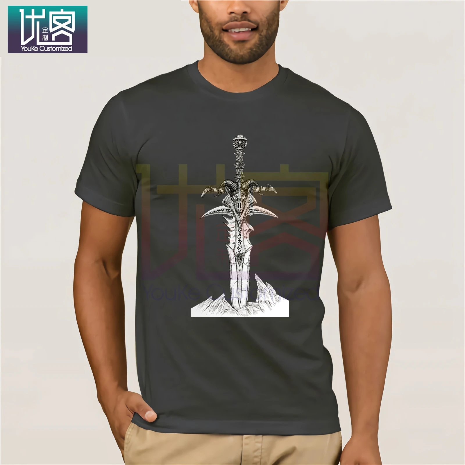 Футболка World of Warcraft Frostmourne Hungers Art популярная футболка с круглым вырезом 100% хлопок