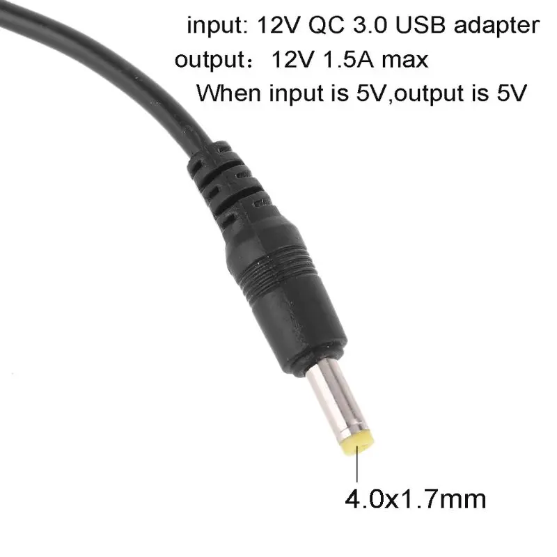 QC 3.0 USB To 12V 1.5A 4.0x1.7mm Step Up Converter Cable Power Boost Line For WiFi Router LED Strip and more 12V Devices E56B
QC 3.0 USB To 12V 1.5A 4.0x1.7mm Step Up Converter Cable Power Boost Line For WiFi Router LED Strip and more 12V Devices E56B
