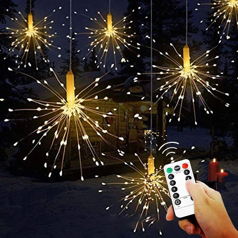 Remote Contron Christmas Tree Firework String Lights 8 Mode Explosion Star Copper Silver Wire Fairy Light Decoration Lamp
Remote Contron Christmas Tree Firework String Lights 8 Mode Explosion Star Copper Silver Wire Fairy Light Decoration Lamp