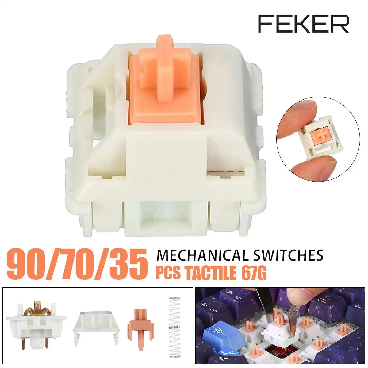 Feker Similar to Holy Panda Switch Keyboard 3Pin Replacement Tactile Polycarbonate Top Housing Switches 35/70/90/110pcs HOT
Feker Similar to Holy Panda Switch Keyboard 3Pin Replacement Tactile Polycarbonate Top Housing Switches 35/70/90/110pcs HOT