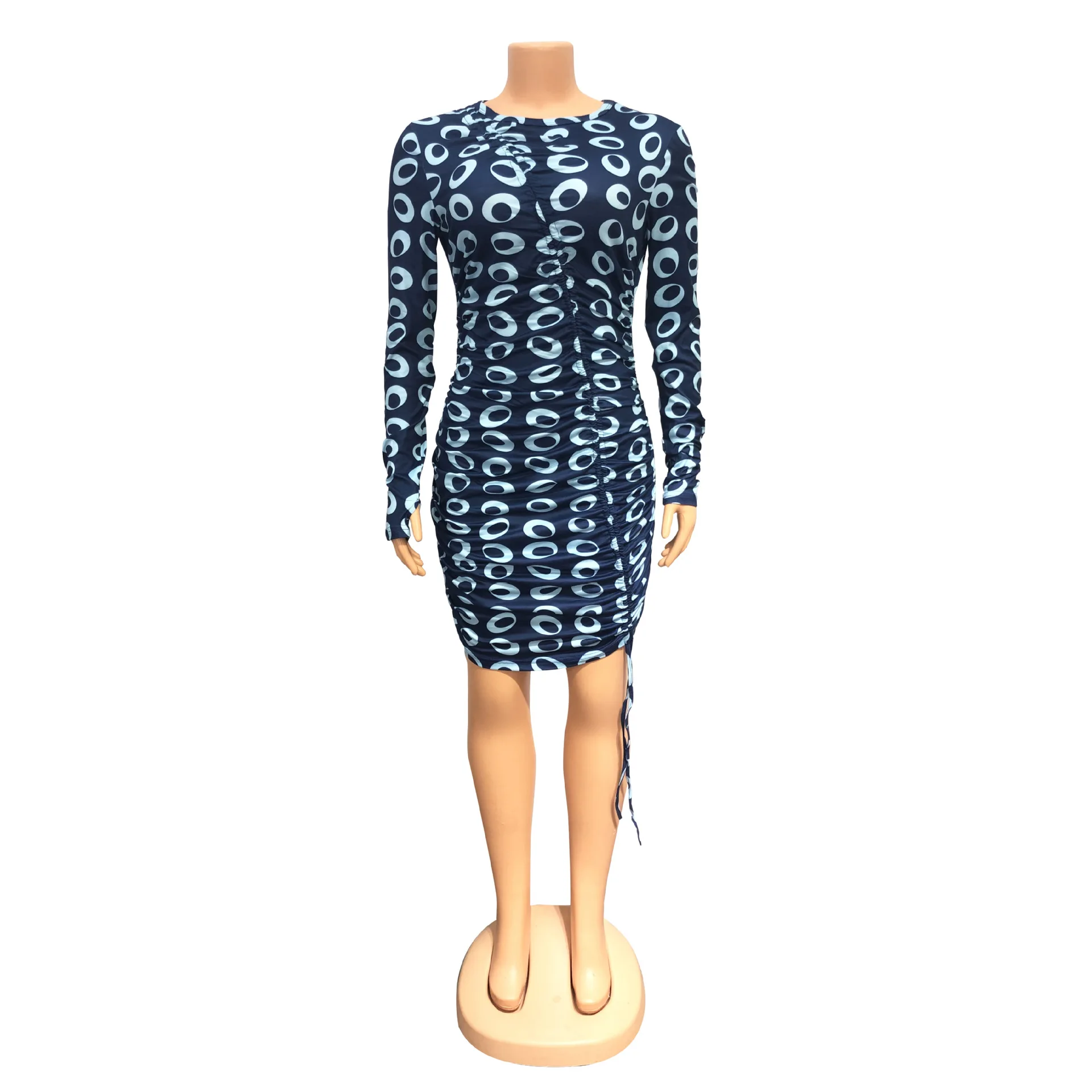 Women Printed Ruched Drawstring Party Dresses Turtleneck Long Sleeve Slim Fit Dress Vintage Autumn Ruffles Skinny Vestidos New
Women Printed Ruched Drawstring Party Dresses Turtleneck Long Sleeve Slim Fit Dress Vintage Autumn Ruffles Skinny Vestidos New
