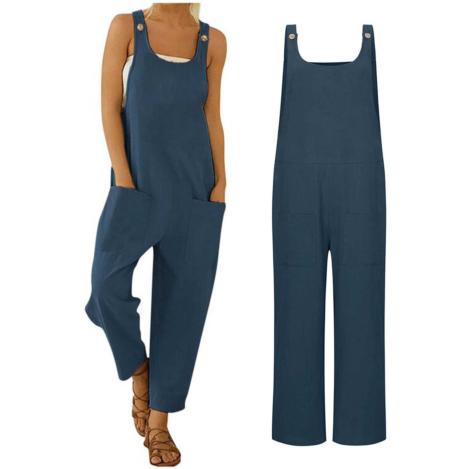 Linen Overalls for Women Plus Size Casual Summer Button Striaght Leg Baggy Bib Pants Romper Jumpsuits with Pockets
Linen Overalls for Women Plus Size Casual Summer Button Striaght Leg Baggy Bib Pants Romper Jumpsuits with Pockets