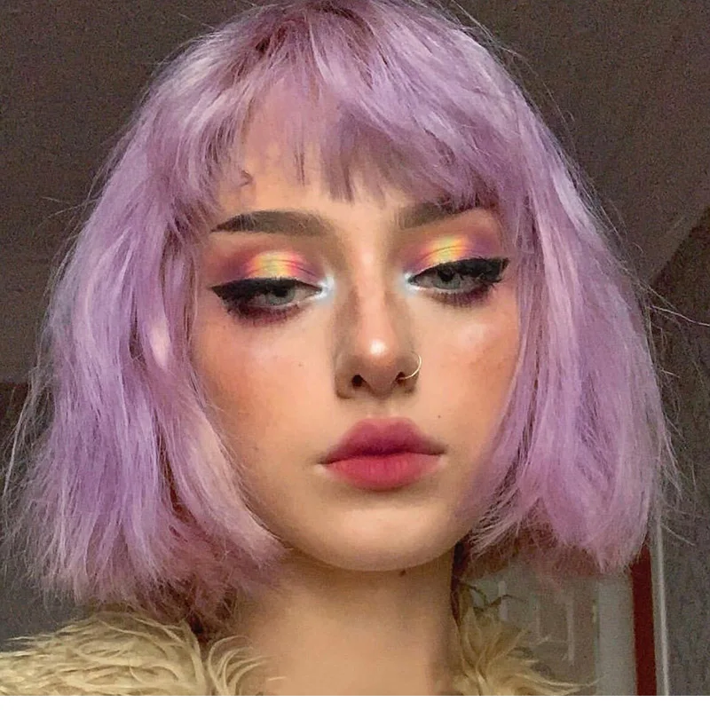 Short Wavy Purple Bob Wig With Bangs Synthetic Natural Hair Girl Lolita Cosplay Halloween Anime Wig Synthetic Heat-resistant Wig 
Short Wavy Purple Bob Wig With Bangs Synthetic Natural Hair Girl Lolita Cosplay Halloween Anime Wig Synthetic Heat-resistant Wig
