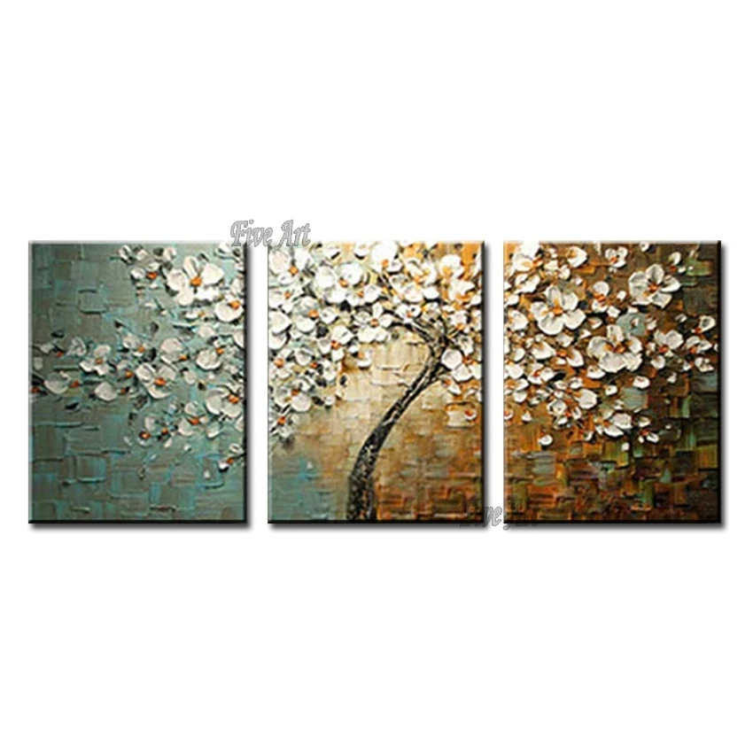 

3PCS Abstract Textured Palette Flower Oil Painting Wall Art 100% Hand-painted Cheap Unframed Paintings Wall Pictures Artwork