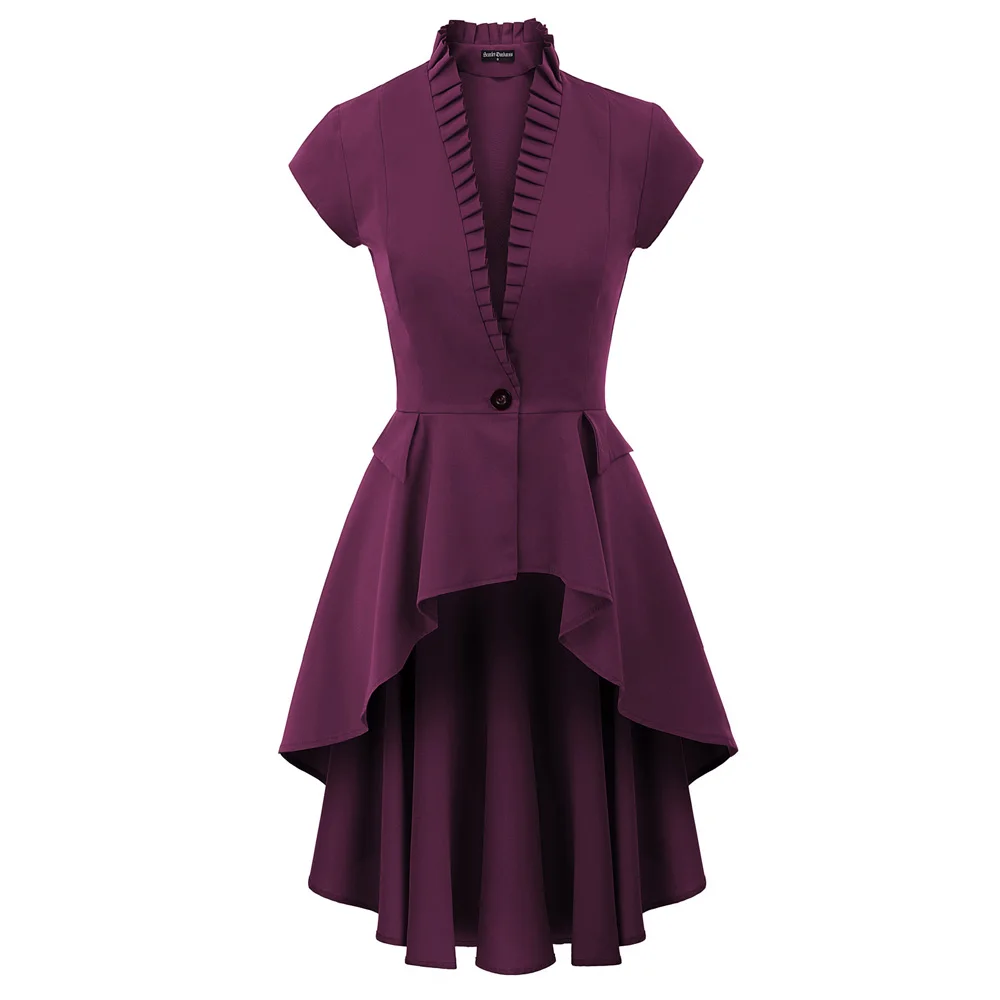 Women coat Steampunk Renaissance Short Sleeve Stand Collar Irregular Hem vintage retro slim fit Coat
Women coat Steampunk Renaissance Short Sleeve Stand Collar Irregular Hem vintage retro slim fit Coat