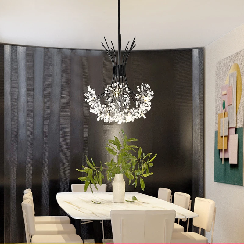 

Dandelion lustre de cristal para iluminação interior moderna sala estar, quarto, sala de jantar lâmpada led 220w lustre