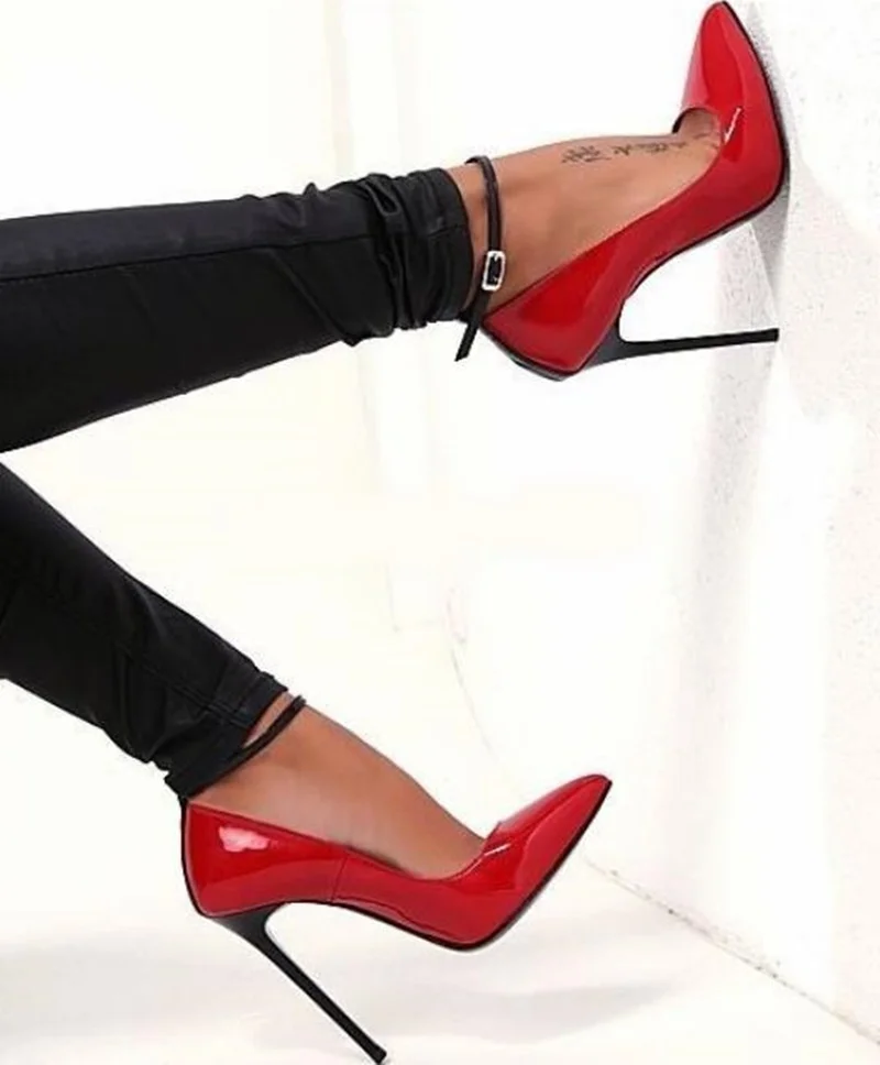 Plus Size 13 Ankle Strap Stiletto Heels Patchwork Dress Shoes Pointed Toe Black Red Beige Patent Leather High Heel Pumps
Plus Size 13 Ankle Strap Stiletto Heels Patchwork Dress Shoes Pointed Toe Black Red Beige Patent Leather High Heel Pumps