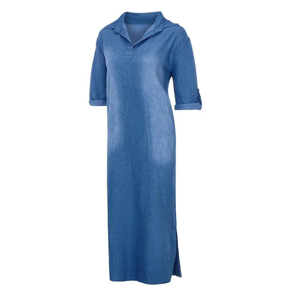 Summer Women's Casual Denim Dress Cowboy Jeans Long Dresses Short Sleeve Fashion V-neck Ankle Length Dress Cowbo Maxi Dress
Summer Women's Casual Denim Dress Cowboy Jeans Long Dresses Short Sleeve Fashion V-neck Ankle Length Dress Cowbo Maxi Dress
