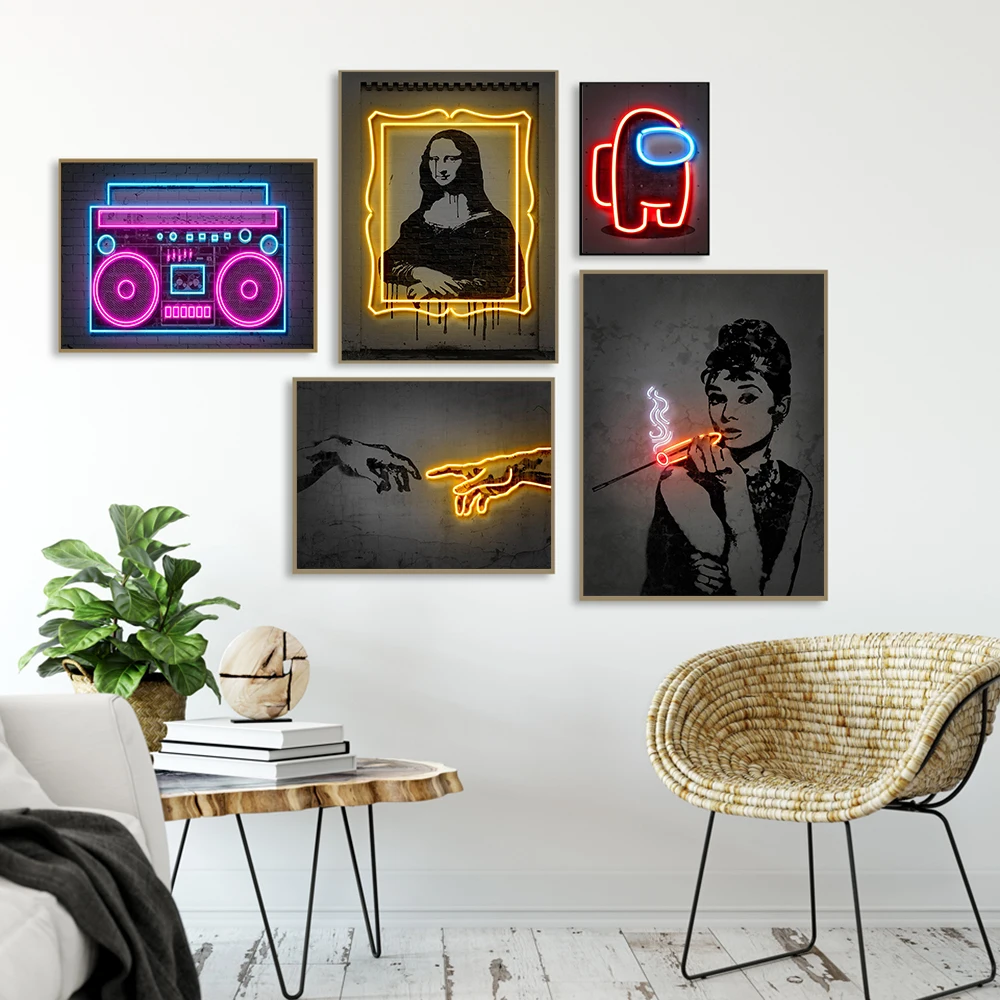Neon Sign Street Poster Graffiti Creation Art Print Audrey Canvas Painting Monalisa Modern Wall Picture Living Room Bar Decor
Neon Sign Street Poster Graffiti Creation Art Print Audrey Canvas Painting Monalisa Modern Wall Picture Living Room Bar Decor