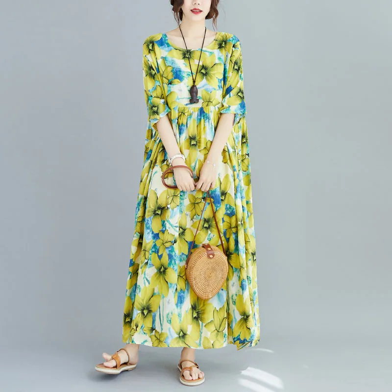 Plus Size Women'S Dress Cotton Linen Print Dress Long Dress New 2021 Summer Fashion Elegance Oversized Comfortable Simple Robe
Plus Size Women'S Dress Cotton Linen Print Dress Long Dress New 2021 Summer Fashion Elegance Oversized Comfortable Simple Robe