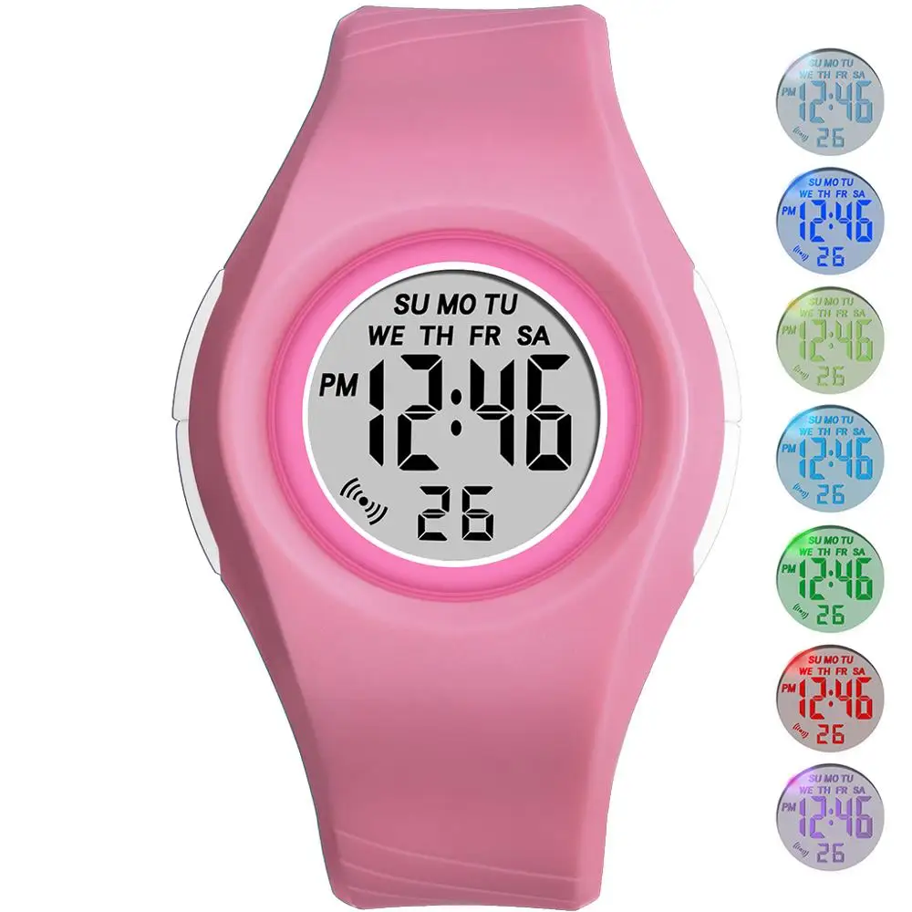 PANARS Students Watches 50M Waterproof Alarm Clock Colorful LED Girls Boys Watch Sports Children Wristwatch Kids Gifts | Наручные часы