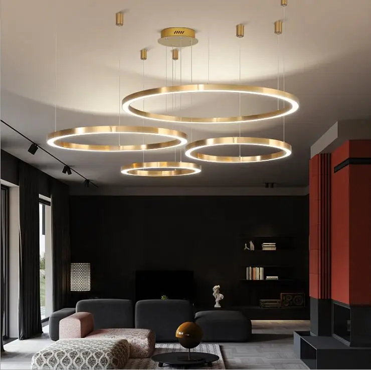 Nordic minimalist post-modern chandelier atmosphere creative LED living room dining room golden chandelier bedroom circular lamp
Nordic minimalist post-modern chandelier atmosphere creative LED living room dining room golden chandelier bedroom circular lamp