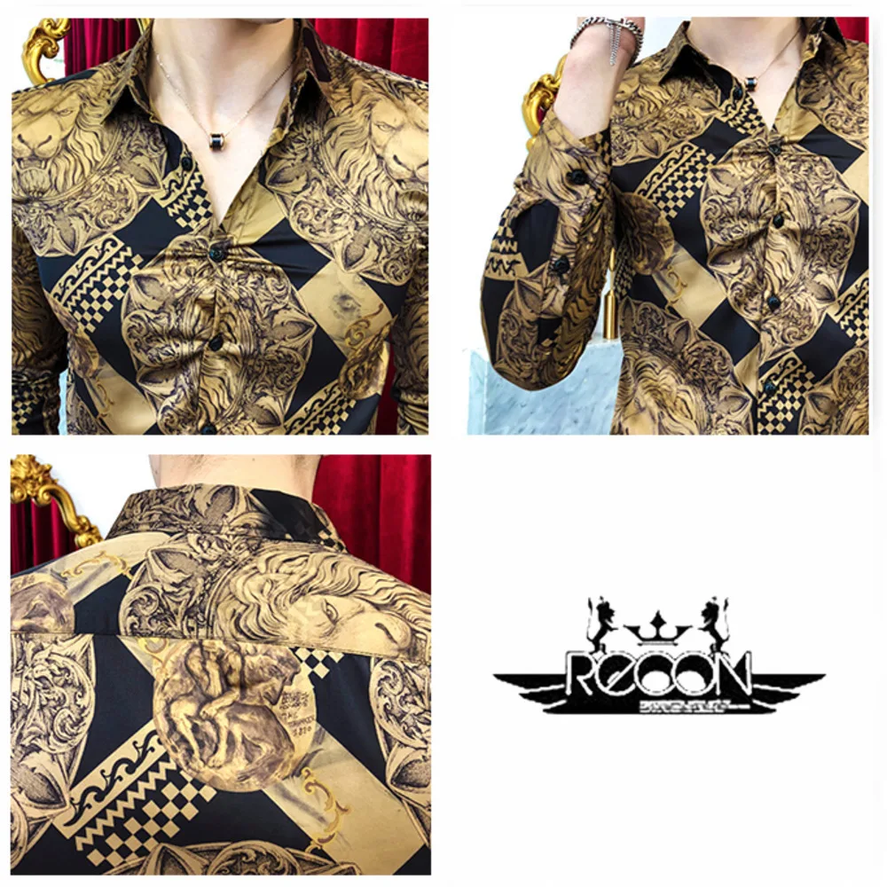Luxury Golden Casual Shirt Men Long Sleeve Shirt Dress Slim Fit Tuxedo Shirts Male Fashion Streetwear Social Night Club Shirt
Luxury Golden Casual Shirt Men Long Sleeve Shirt Dress Slim Fit Tuxedo Shirts Male Fashion Streetwear Social Night Club Shirt