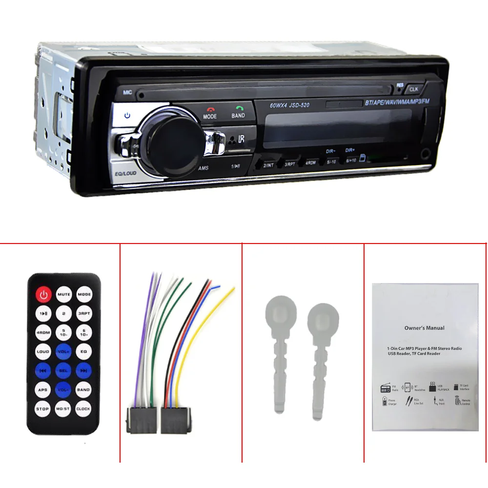 Авторадио AMPrime JSD-520 стерео магнитола для автомобиля с Bluetooth FM-радио Aux выходом