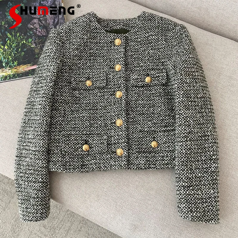 2021 Autumn Winter New Female Western Style Woven Single-Breasted Woolen Short Coat Women Fashion French Style Tweed Plaid Suit
2021 Autumn Winter New Female Western Style Woven Single-Breasted Woolen Short Coat Women Fashion French Style Tweed Plaid Suit