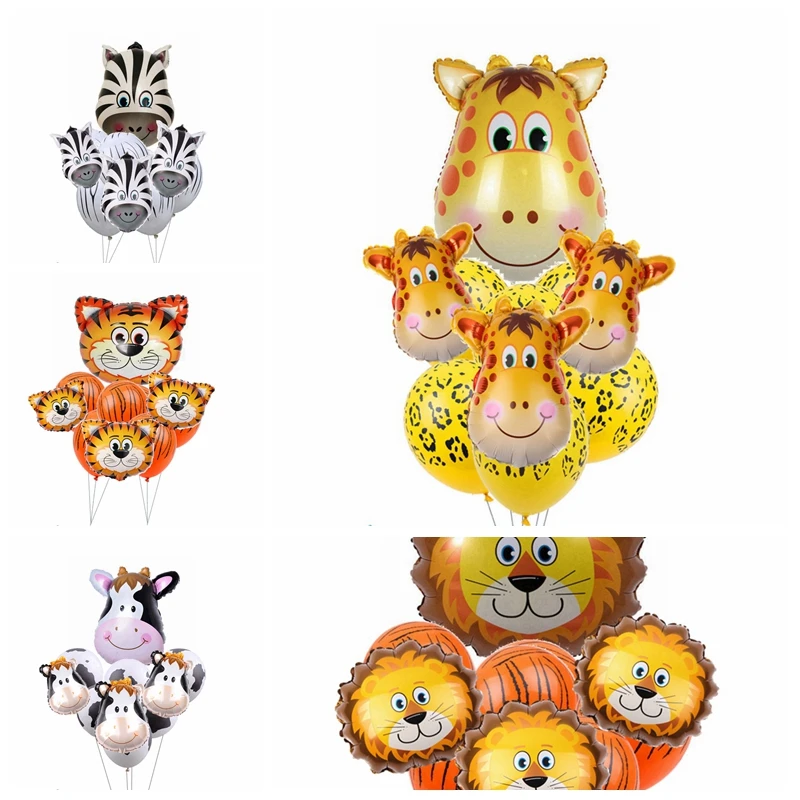 Medium Mini Animal Head Cow Tiger Lion Giraffe Zebra Foil Latex Balloons Children's Birthday Party Decoration Suit Supplies
Medium Mini Animal Head Cow Tiger Lion Giraffe Zebra Foil Latex Balloons Children's Birthday Party Decoration Suit Supplies