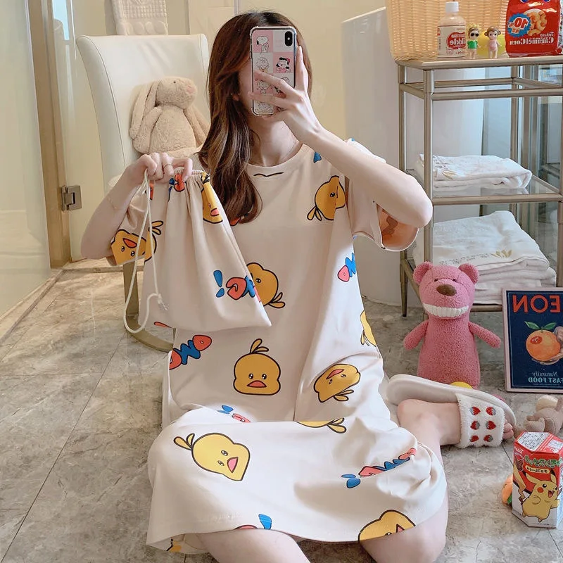 Bag Size Pajamas Women's Summer Korean Short Sleeve Nightdress Women's Home Wear Summer Suit Lovely Wear Sexy Sleepwear
Bag Size Pajamas Women's Summer Korean Short Sleeve Nightdress Women's Home Wear Summer Suit Lovely Wear Sexy Sleepwear