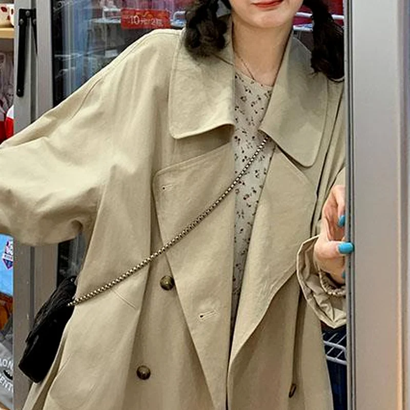 Trench Women Classy Casual Harajuku Solid Simple Loosely Long Style Elegant All-match Stylish BF Daily Temperament Khaki Clothes 
Trench Women Classy Casual Harajuku Solid Simple Loosely Long Style Elegant All-match Stylish BF Daily Temperament Khaki Clothes