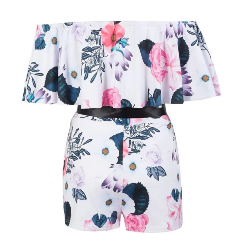 Women Summer Playsuits New Fashion Floral Print Sexy Off Shoulder Slash Neck Slim Waist Bandage Jumpsuits Casual Bodysuit 2021
Women Summer Playsuits New Fashion Floral Print Sexy Off Shoulder Slash Neck Slim Waist Bandage Jumpsuits Casual Bodysuit 2021