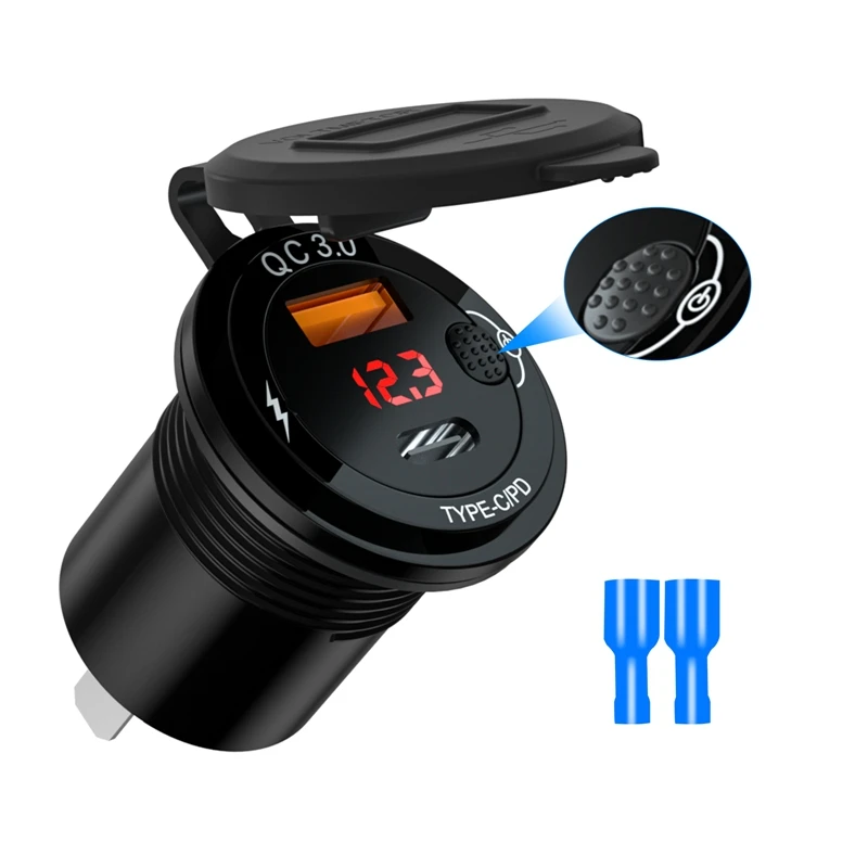 12V USB PD Charger Socket with LED Display&Power Switch 20W 3.4A Car Charger Adapter Universal Truck for Phone Tablet
12V USB PD Charger Socket with LED Display&Power Switch 20W 3.4A Car Charger Adapter Universal Truck for Phone Tablet