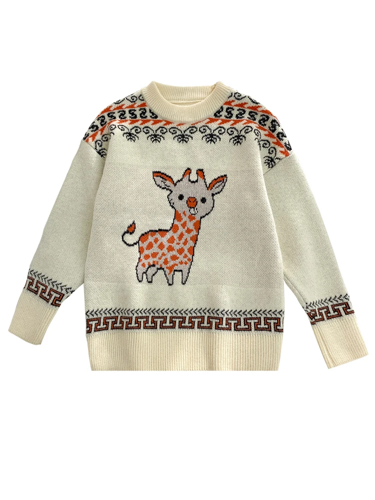 2020 Korean Style Knitted Sweaters Women Casual O Neck Loose Long Sleeve Sweater Female Cartoon Embroidered Fawn Pattern Jumpers
2020 Korean Style Knitted Sweaters Women Casual O Neck Loose Long Sleeve Sweater Female Cartoon Embroidered Fawn Pattern Jumpers