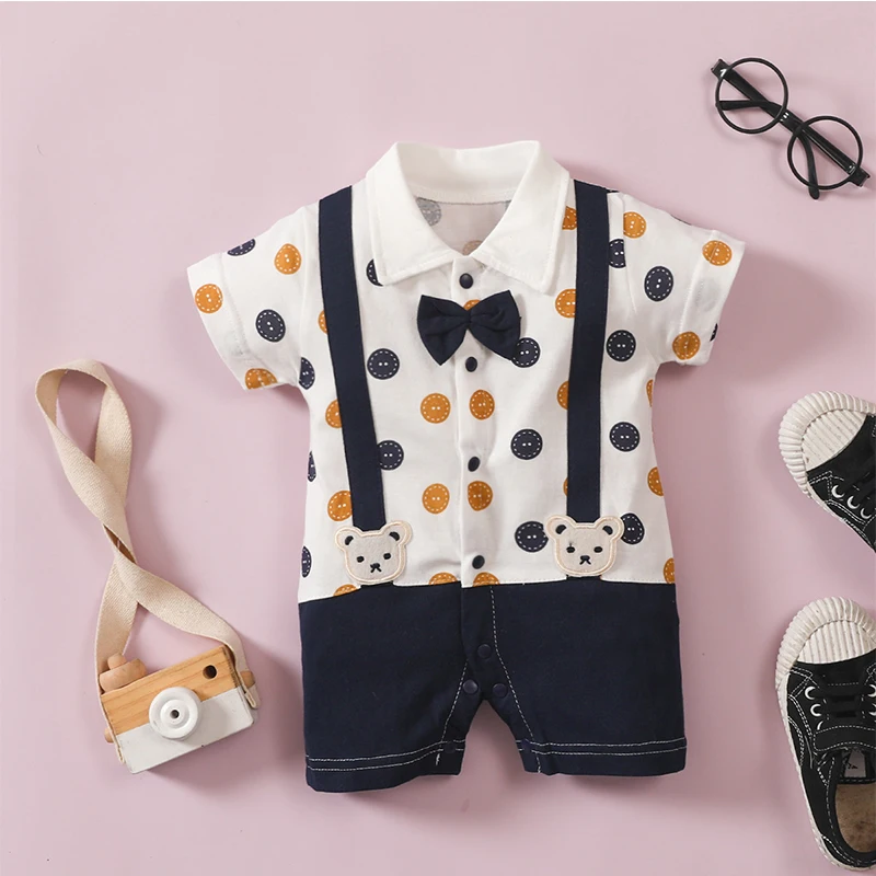 Boy Infant Jumpsuit Summer Infant Gentleman Bow Tie Cotton Short Sleeve Jumpsuit Lapel 0-18 Months Toddler Newborn Clothing
Boy Infant Jumpsuit Summer Infant Gentleman Bow Tie Cotton Short Sleeve Jumpsuit Lapel 0-18 Months Toddler Newborn Clothing