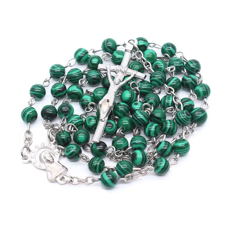 Malachite Cross Pendant Rosary Beads Chain Necklace Christian Religion Men Charm
Malachite Cross Pendant Rosary Beads Chain Necklace Christian Religion Men Charm