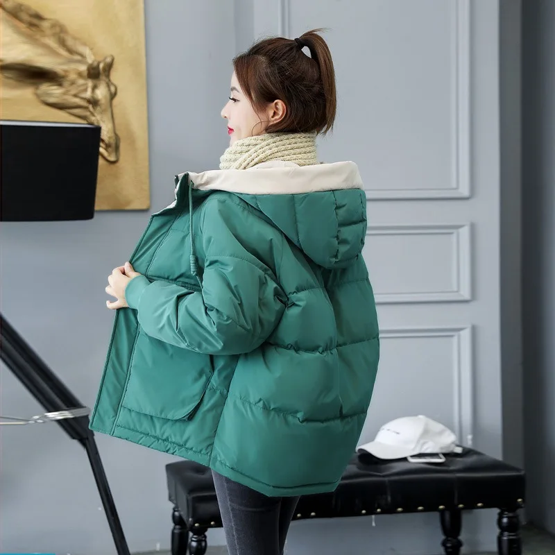 Winter Coat Women Thicken Warm Hooded Solid Color Cotton Padded Jackets New Casual Loose Outerwear Windproof Woman Parkas 
Winter Coat Women Thicken Warm Hooded Solid Color Cotton Padded Jackets New Casual Loose Outerwear Windproof Woman Parkas