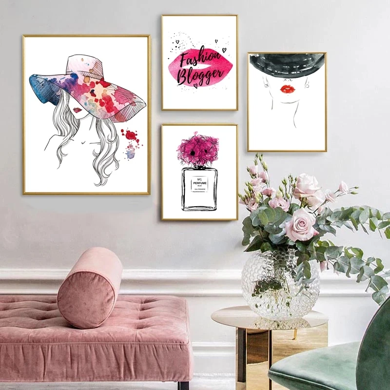 Fashion Wall Art Posters Parfum Lippen Make Up Canvas Schilderij Abstract Hoed Meisje Foto Moderne Voor Woonkamer Home Decor
Fashion Wall Art Posters Parfum Lippen Make Up Canvas Schilderij Abstract Hoed Meisje Foto Moderne Voor Woonkamer Home Decor