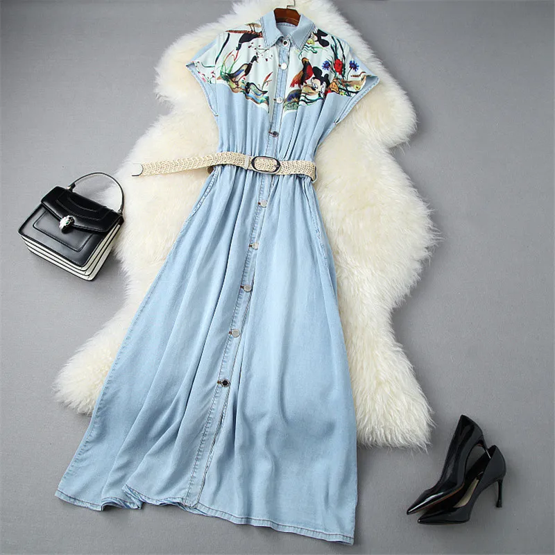 New Designer Runway Summer Dress Short Sleeve Women Clothes Fashion Cartoon Print Patchwork Casual Midi Blue Denim Dress
New Designer Runway Summer Dress Short Sleeve Women Clothes Fashion Cartoon Print Patchwork Casual Midi Blue Denim Dress