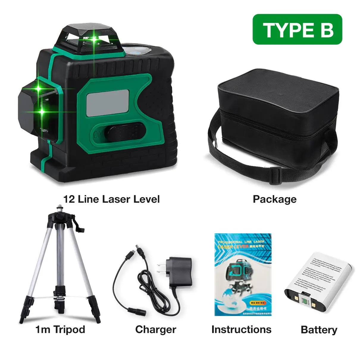 Laser levels 12 Lines 3D Green Light Horizontal&Vertical Cross 360 Auto Self-Leveling Laser Levels &Tripod&6000mAh Battery&520nm
Laser levels 12 Lines 3D Green Light Horizontal&Vertical Cross 360 Auto Self-Leveling Laser Levels &Tripod&6000mAh Battery&520nm