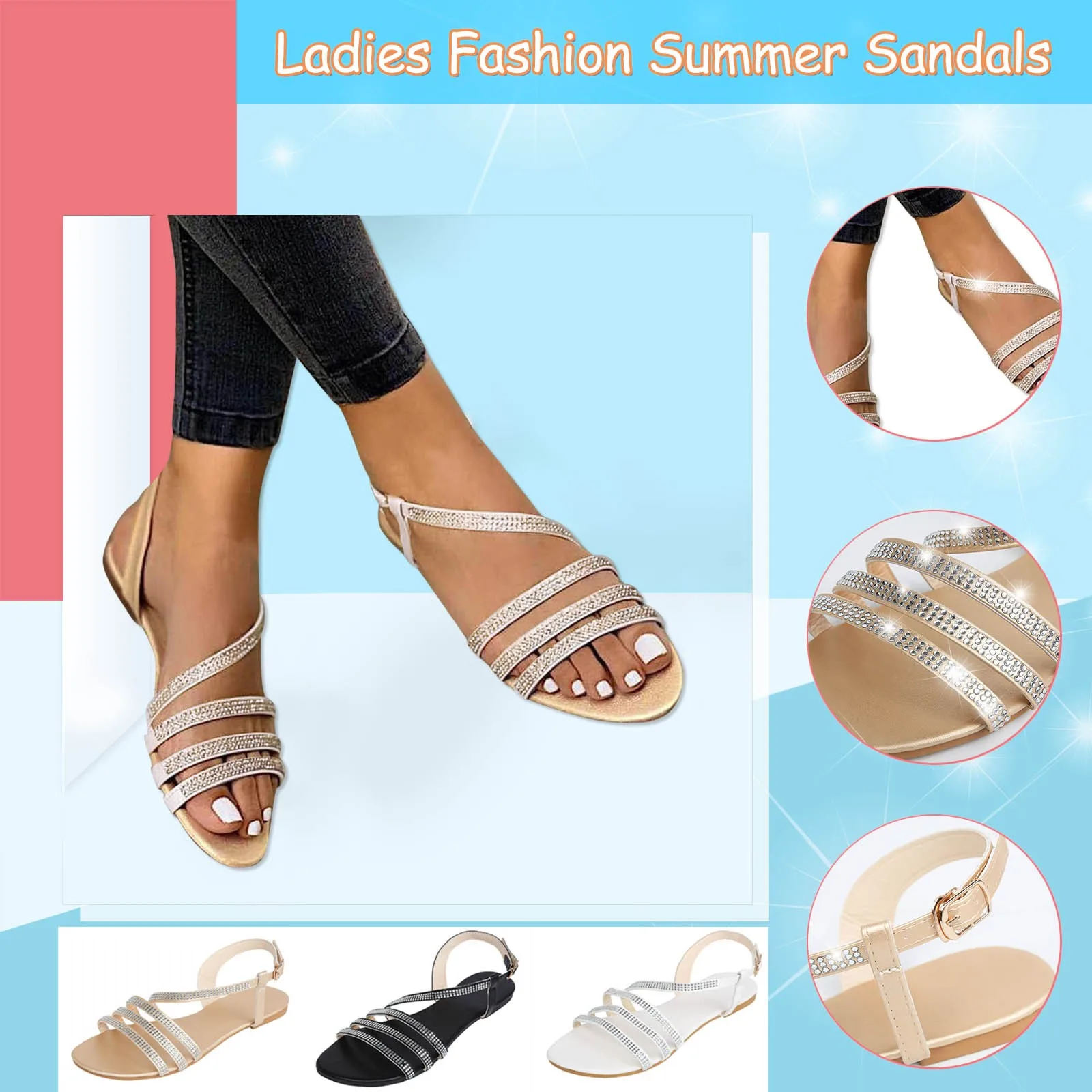 Women's Summer Rhinestone Buckle Strap Beach Open Toe Breathable Sandals Shoes Fashion Slides Shoes Summer Women Sandalias
Women's Summer Rhinestone Buckle Strap Beach Open Toe Breathable Sandals Shoes Fashion Slides Shoes Summer Women Sandalias