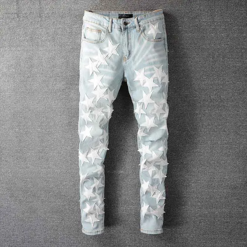 KIOVNO Men's Star Patches Streetwear Jeans Ripped Stretch Denim Trousers Washed Skinny Pants
KIOVNO Men's Star Patches Streetwear Jeans Ripped Stretch Denim Trousers Washed Skinny Pants