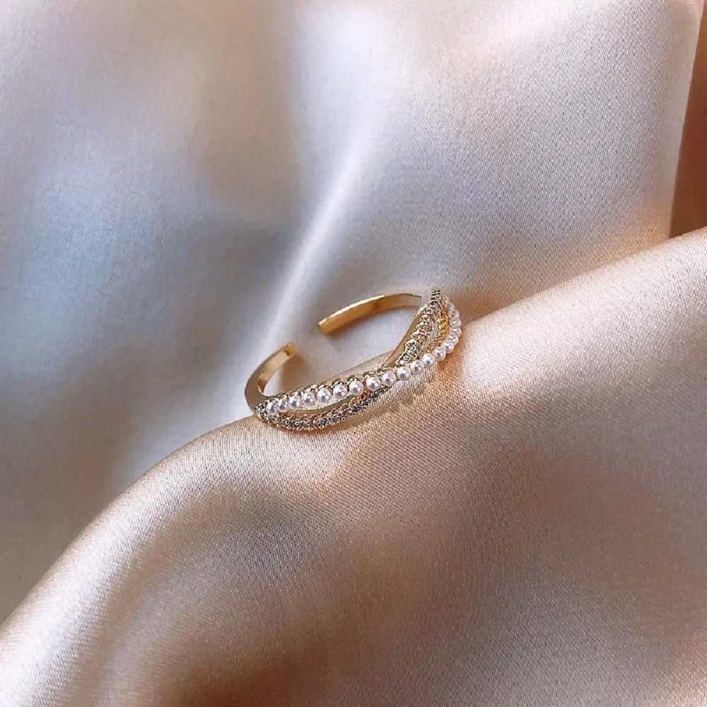 Finger Ring New Rhinestone Pearl Cross Ring Female Fashion Personality Adjustable Opening For Women Girls Jewelry Gift
Finger Ring New Rhinestone Pearl Cross Ring Female Fashion Personality Adjustable Opening For Women Girls Jewelry Gift