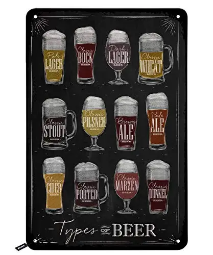 Swono Types of Beer Tin Signs,Kinds of Beer on Black Background Vintage Metal Tin Sign for Men Women,Wall Decor for Bars,Restaur 
Swono Types of Beer Tin Signs,Kinds of Beer on Black Background Vintage Metal Tin Sign for Men Women,Wall Decor for Bars,Restaur
