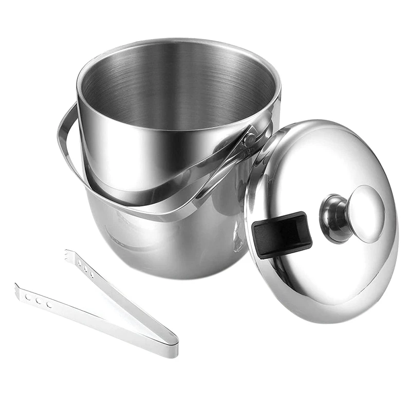 Ice Bucket, Insulated Stainless Steel Double-Walled Ice Bucket With Lid, Stainless Steel Ice Tongs-Silver Color
Ice Bucket, Insulated Stainless Steel Double-Walled Ice Bucket With Lid, Stainless Steel Ice Tongs-Silver Color