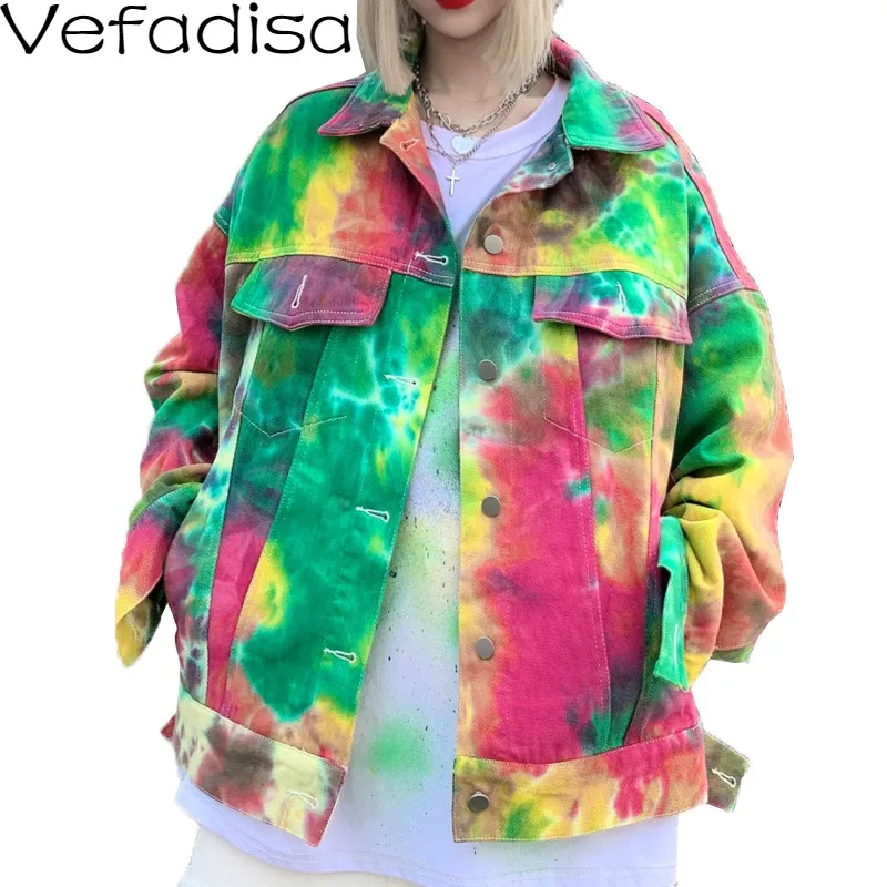 Vefadisa Colorful Tie-dye Denim Jacket Women 2021 Spring Long Sleeve Denim Coat Female Streetwear Denim Coat Loose QYF3278
Vefadisa Colorful Tie-dye Denim Jacket Women 2021 Spring Long Sleeve Denim Coat Female Streetwear Denim Coat Loose QYF3278