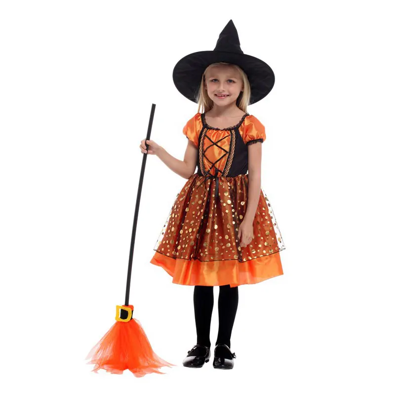 Kids Child Girls Lovely Orange Little Shining Witch Sorceress Costumes Classic Halloween Costume Party Dress
Kids Child Girls Lovely Orange Little Shining Witch Sorceress Costumes Classic Halloween Costume Party Dress
