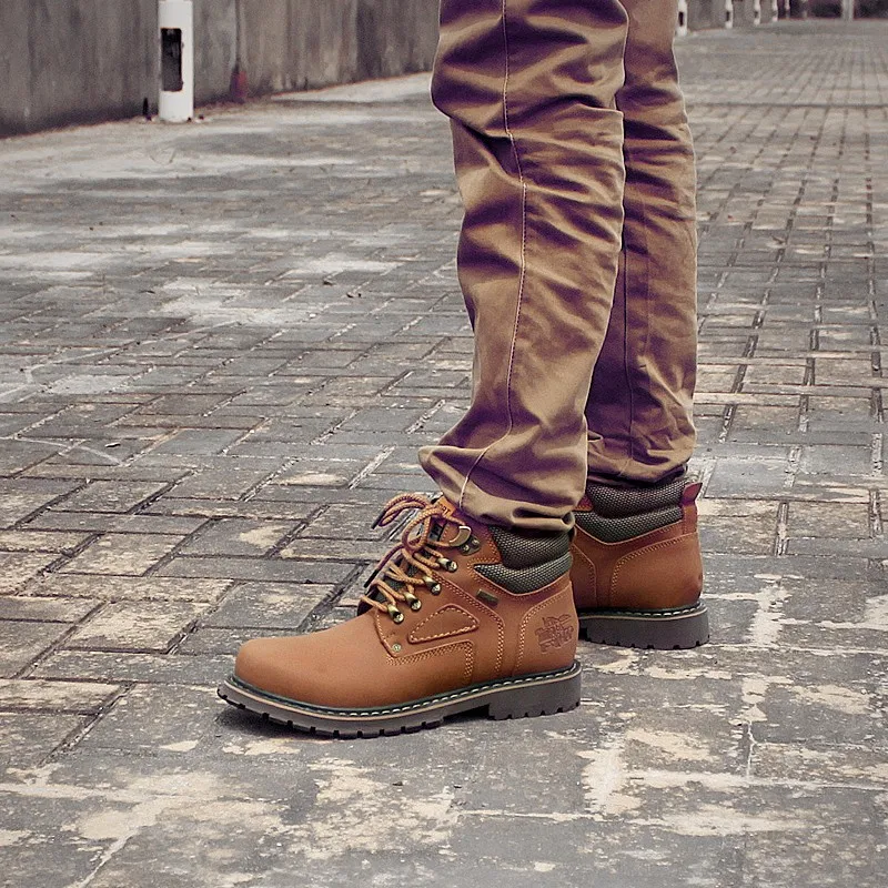 Popular Leather Boots Men Brand Fashion Working Safety Boots Men Leather Mens Motorcycle Boots Rubber Outdoor Casual Man Shoes
Popular Leather Boots Men Brand Fashion Working Safety Boots Men Leather Mens Motorcycle Boots Rubber Outdoor Casual Man Shoes