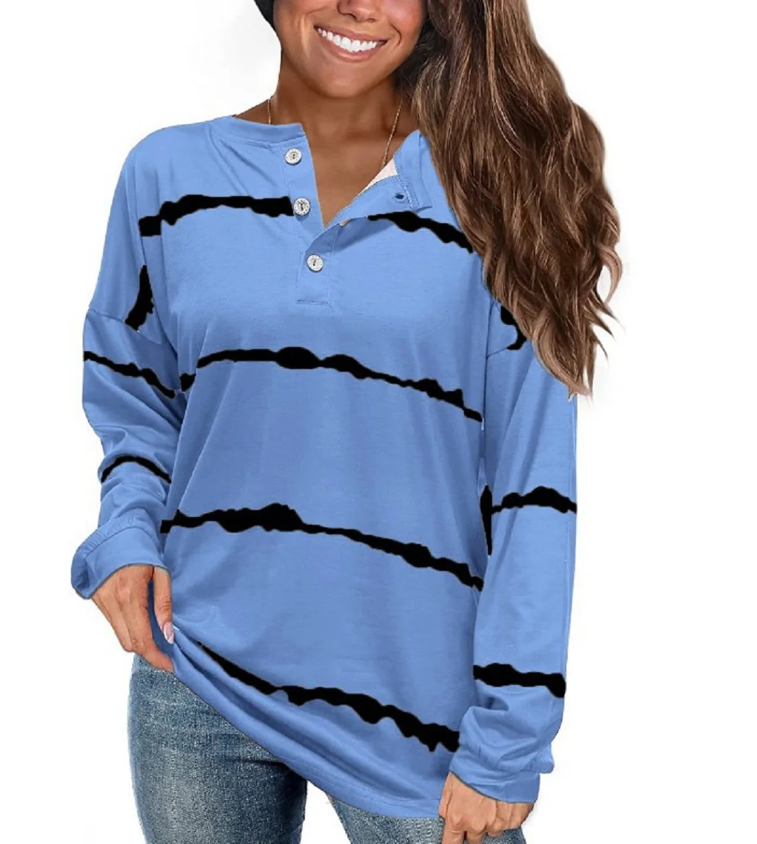 Женский пуловер в полоску, с длинным рукавом и V-образным вырезом
Женский пуловер в полоску, с длинным рукавом и V-образным вырезом